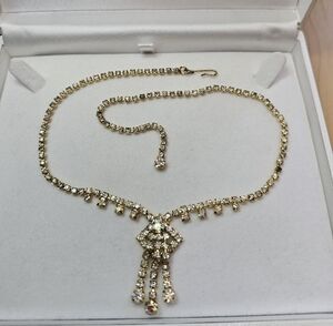 Dainty Gold-Tone Crystal Drop Necklace